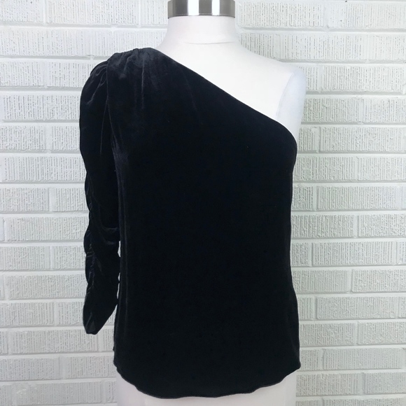 Joie Tops - Joie Wayman One-Shoulder Velvet Top Black New 4